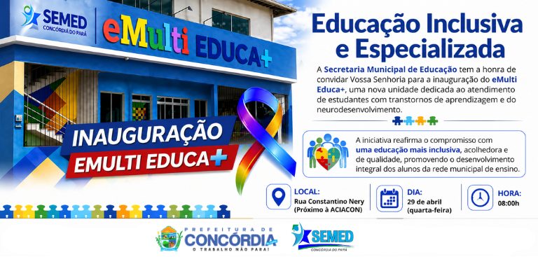 Concórdia do Pará inaugura o eMULTI Educa+ e amplia atendimento educacional especializado.