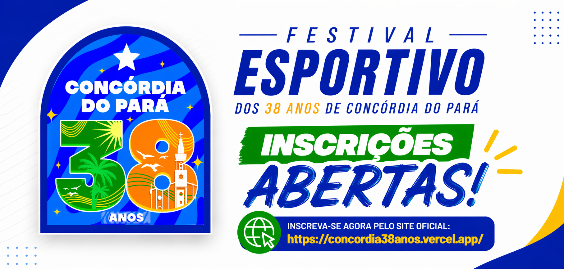 Inscrições abertas para festival esportivo em comemoração ao aniversário do município.